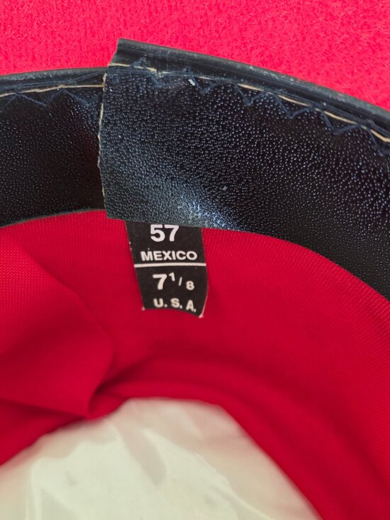 Women\'s Pigalle Red Wool Felt Western Hat Green Gold Metallic Band 7 1/8 main image 5